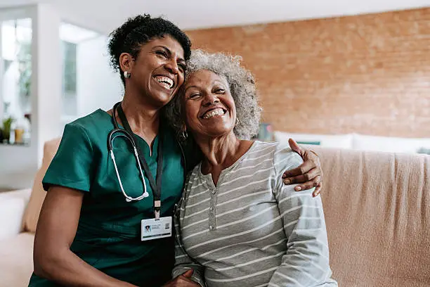 Caregiver with elderly patient